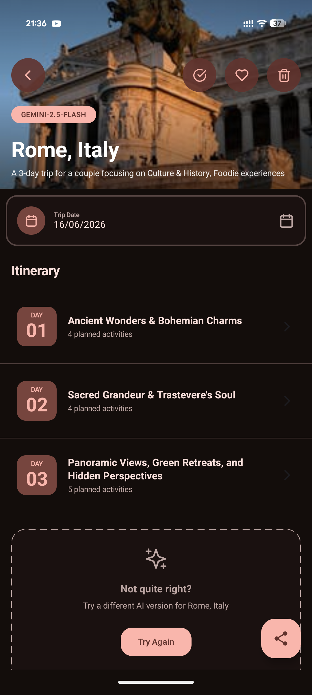 GuideBy bespoke day-by-day itinerary for Rome, Italy